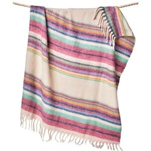 Free People Colorful Striped Fringe Throw Blanket